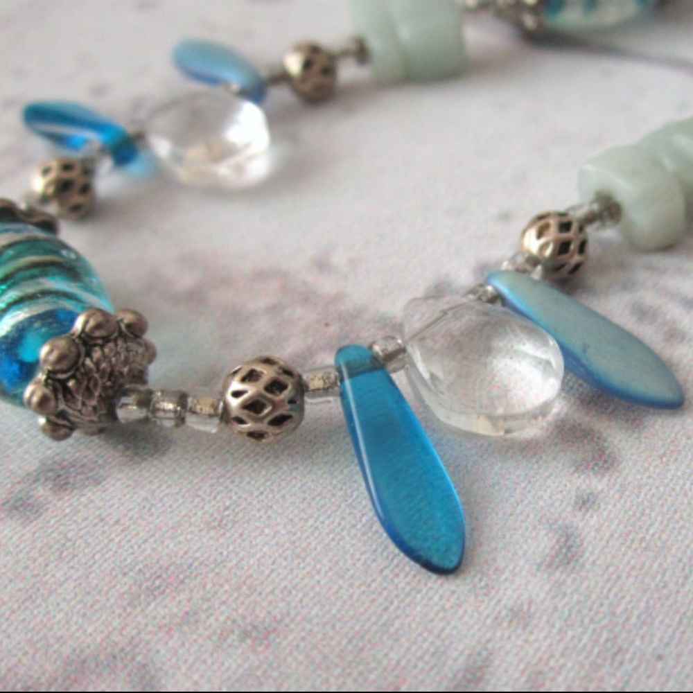Blue foiled beads Necklace
